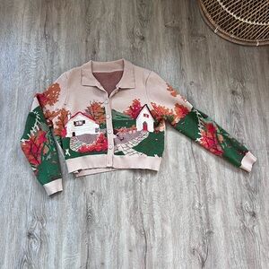 Fall Cottage Scene Cardigan